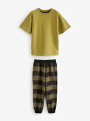 Purple/Neutral/Citrine Yellow Short Sleeve Woven Bottom 100% Cotton Pyjamas 3 Pack (3-16yrs) - Image 6 of 9