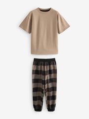 Purple/Neutral/Citrine Yellow Short Sleeve Woven Bottom 100% Cotton Pyjamas 3 Pack (3-16yrs) - Image 7 of 9