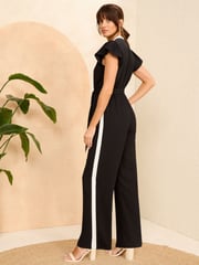 Love & Roses Black White Petite Colourblock Flutter Sleeve Jumpsuit - Image 3 of 4
