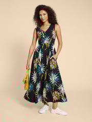 White Stuff Black Linen Blend Gigi Maxi Dress - Image 1 of 4