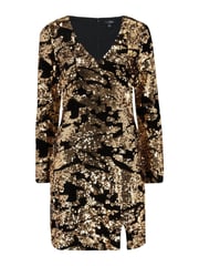 Pour Moi Black/ Gold Fuller Bust Selena Velvet Sequin Mini Dress - Image 4 of 5