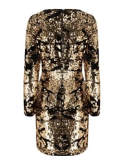 Pour Moi Black/ Gold Fuller Bust Selena Velvet Sequin Mini Dress - Image 5 of 5