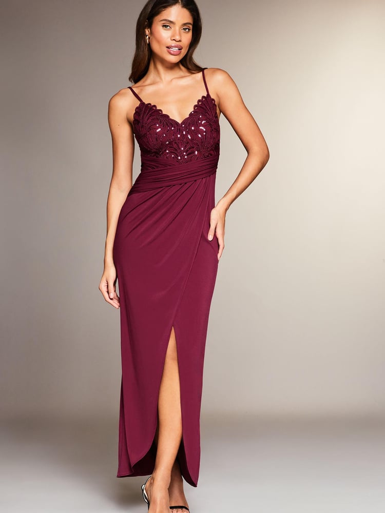 Lipsy Red Petite Applique Lace Cami Maxi Dress - Image 1 of 4 Lipsy Red Petite Applique Lace Cami Maxi Dress - Image 1 of 4