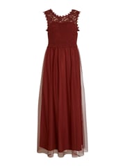 VILA Red Sleeveless Lace And Tulle Maxi Dress - Image 5 of 5