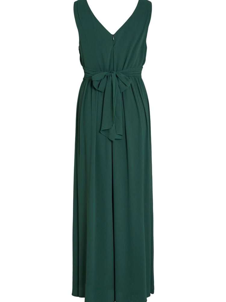 Vila Green Sleeveless V Neck Tulle Maxi Dress - Image 1 of 5
