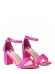 Linzi Pink Frankie Soft Faux Suede Open Toe Block Heel - Image 3 of 4