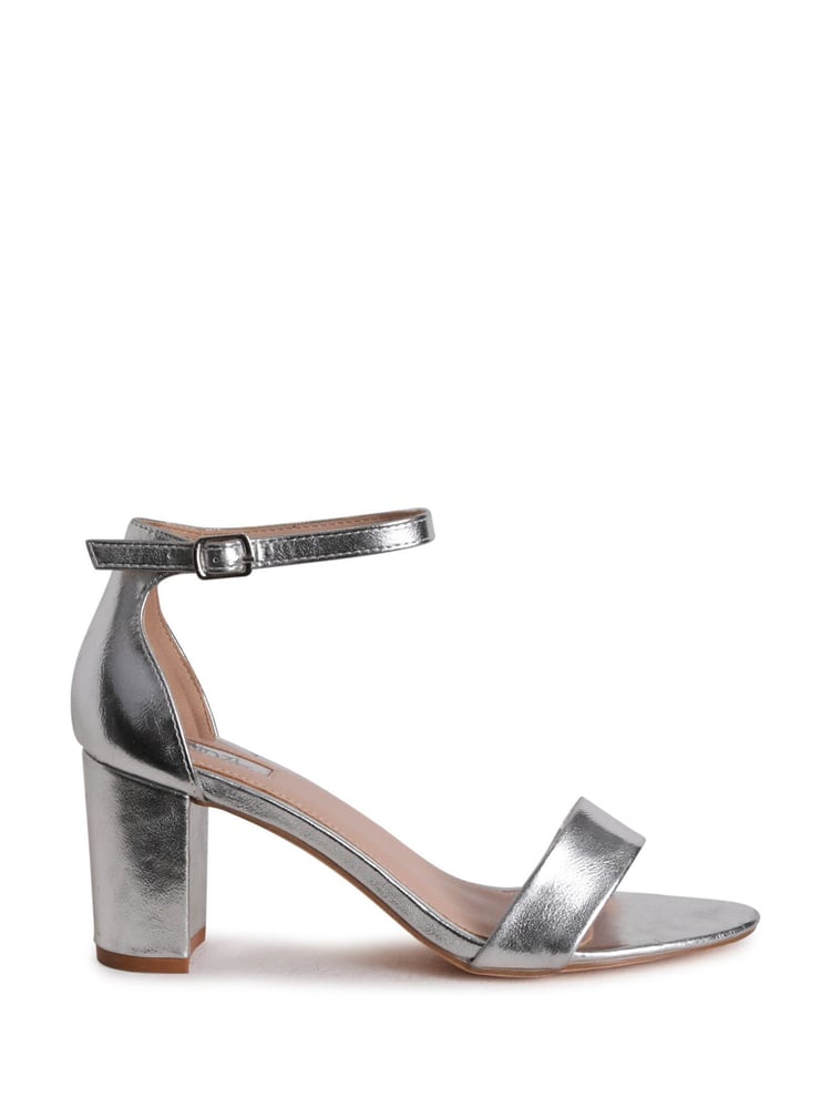 Linzi Silver Franki Soft PU Open Toe Block Heel - Image 2 of 4