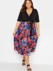 Yours Curve Pink London Two In One Wrap Dress - Image 3 of 4