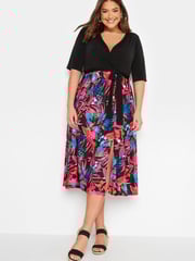 Yours Curve Pink London Two In One Wrap Dress - Image 4 of 4