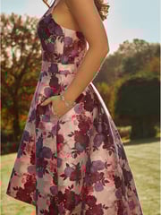 Chi Chi London Pink Strapless Printed Dip Hem Dress - Image 5 of 5