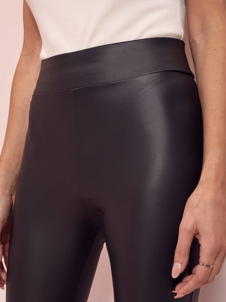 Lipsy Black High Waist Leather Look Leggings - Image 3 of 3
