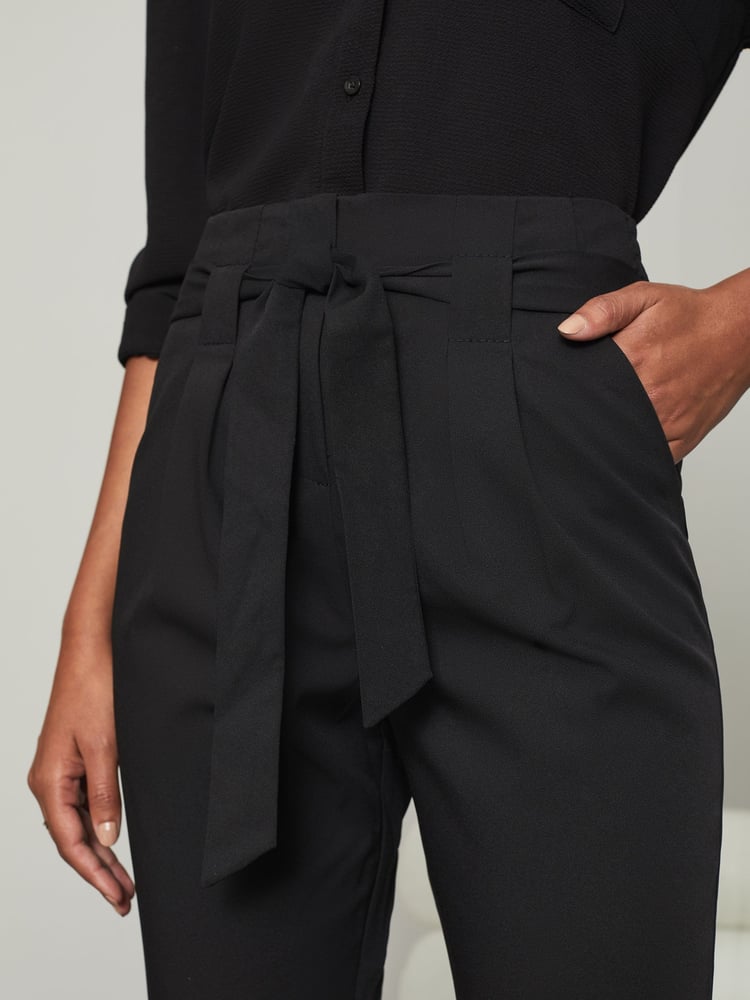 Lipsy Black Tailored Belted Tapered Trousers - Image 4 of 4 Lipsy Black Tailored Belted Tapered Trousers - Image 4 of 4