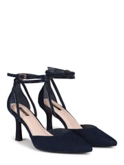 Linzi Blue Pecan Pointed Mule With Embellished Wrap-Around Ankle Strap - Image 3 of 4