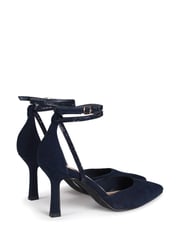 Linzi Blue Pecan Pointed Mule With Embellished Wrap-Around Ankle Strap - Image 4 of 4