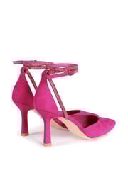 Linzi Pink Pecan Pointed Mule With Embellished Wrap-Around Ankle Strap - Image 4 of 4