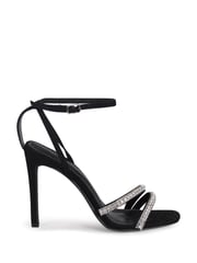 Linzi Black Stiletto Heeled Sandal With Diamante Front Straps - Image 2 of 4
