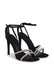 Linzi Black Stiletto Heeled Sandal With Diamante Front Straps - Image 3 of 4