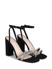 Linzi Black Imera Block Heeled Sandal With Diamante Front Strap - Image 3 of 4