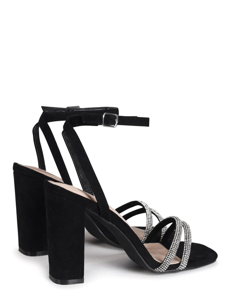 Linzi Black Imera Block Heeled Sandal With Diamante Front Strap - Image 4 of 4