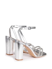 Linzi Silver Imera Block Heeled Sandal With Diamante Front Strap - Image 4 of 4
