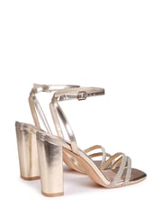 Linzi Gold Imera Block Heeled Sandal With Diamante Front Strap - Image 4 of 4