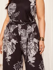 Curves Like These Black/White Halterneck Jumpsuit - Image 2 of 3