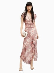 AllSaints Pink Brea Cascade Dress - Image 1 of 5