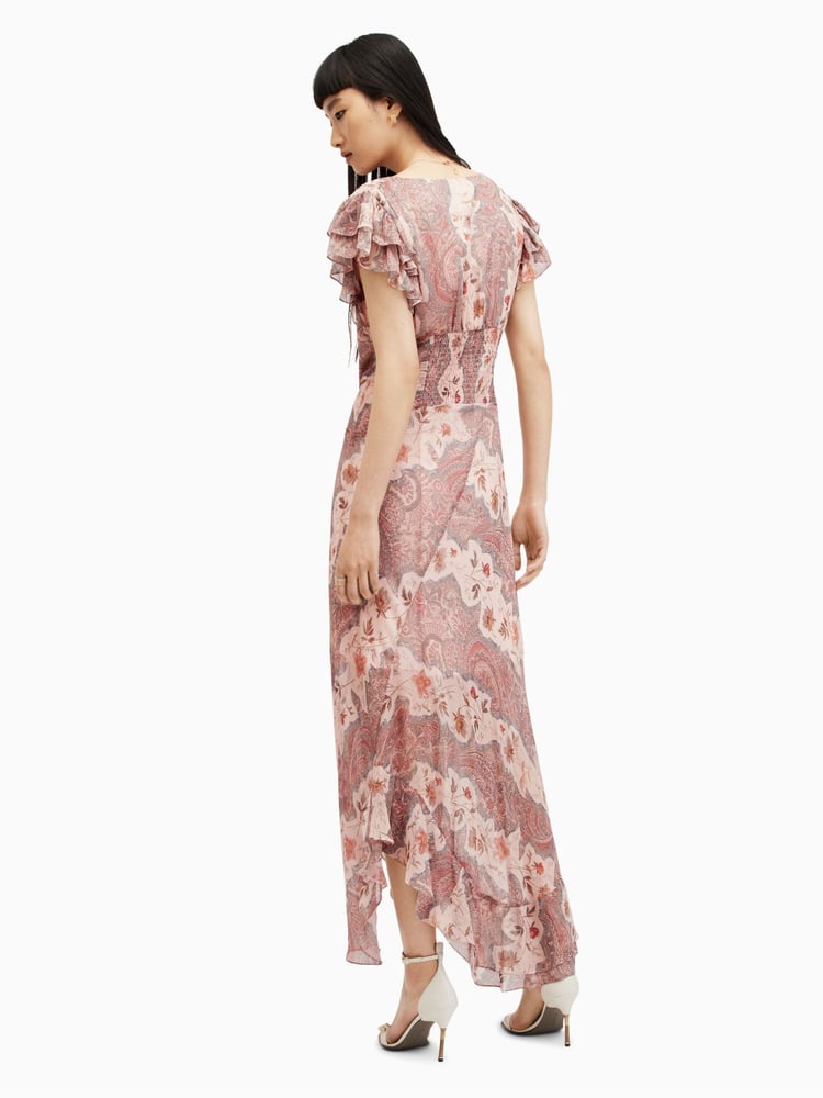 AllSaints Pink Brea Cascade Dress - Image 2 of 5