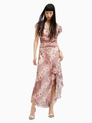 AllSaints Pink Brea Cascade Dress - Image 3 of 5