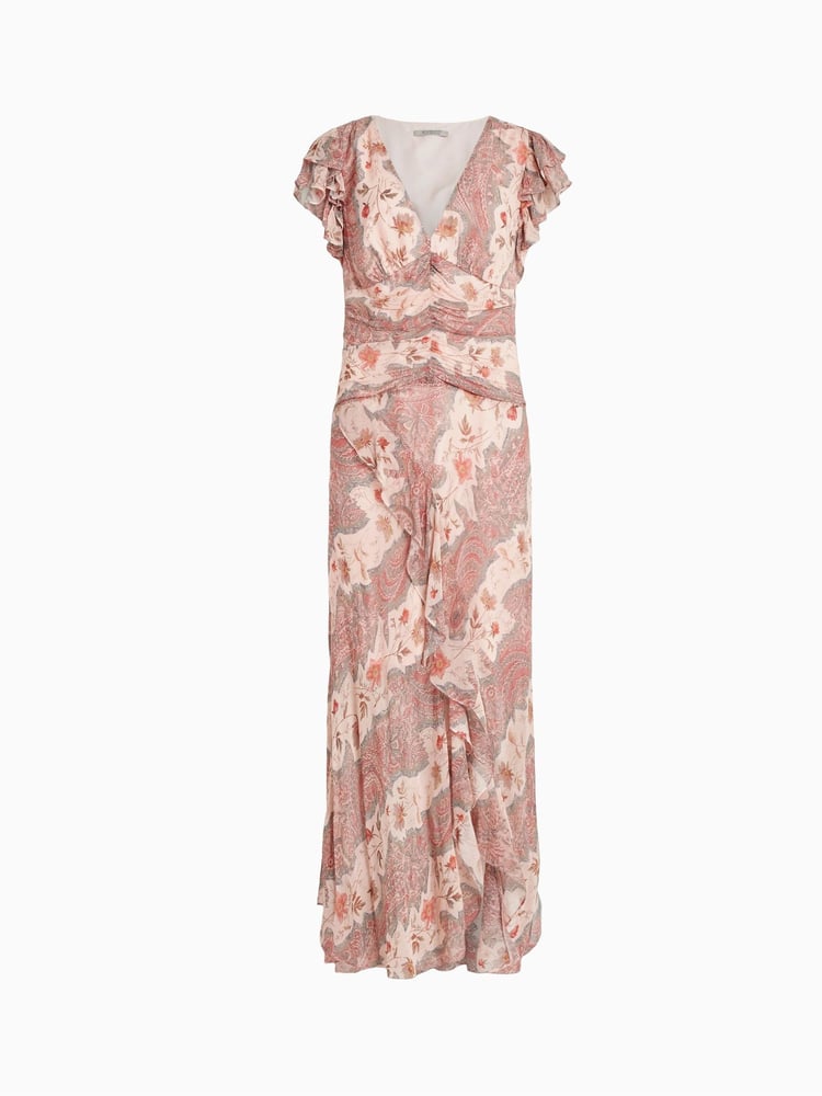 AllSaints Pink Brea Cascade Dress - Image 5 of 5