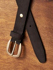 Chocolate Brown/Gold Premium Made In Italy Regular Casual Suede Belt - Image 7 of 7