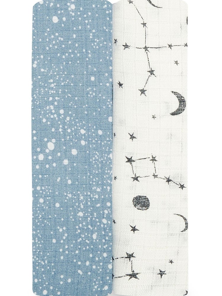 aden + anais Blue Essentials Cosmic Galaxy Silky Soft Blankets 2 Pack - Image 1 of 1