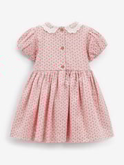 Pink Geo Printed Lace Collar Shirred Cotton Dress (3mths-8yrs) - Image 6 of 7