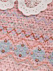 Pink Geo Printed Lace Collar Shirred Cotton Dress (3mths-8yrs) - Image 7 of 7