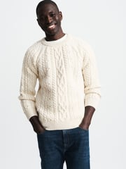 Creme - Aubin – Westport Aran – Pullover aus Wolle mit Rundhalsausschnitt - Bild 1 von 6