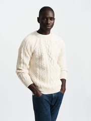 Creme - Aubin – Westport Aran – Pullover aus Wolle mit Rundhalsausschnitt - Bild 3 von 6