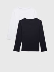 Tommy Hilfiger Black/White Original Long Sleeve 100% Cotton T-Shirts 2 Pack - Image 1 of 6