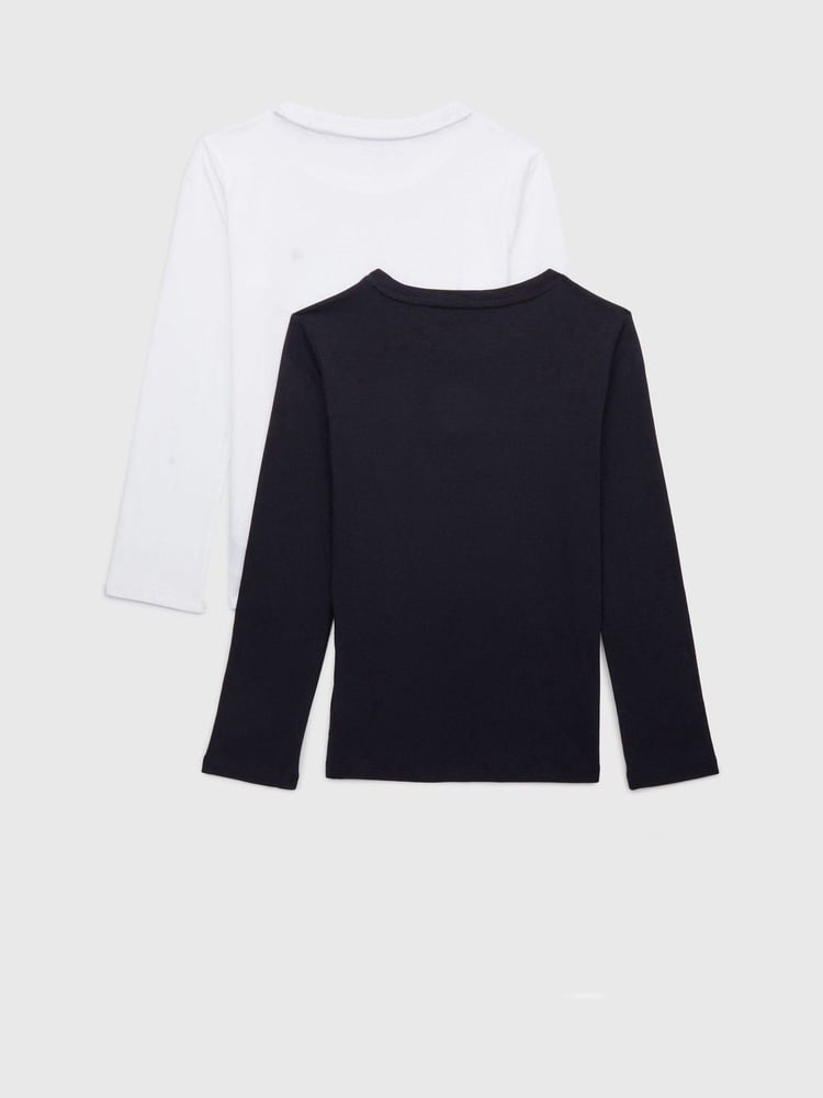 Tommy Hilfiger Black/White Original Long Sleeve 100% Cotton T-Shirts 2 Pack - Image 1 of 6