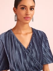Grey Velvet Plissé Wrap Jumpsuit - Image 4 of 5