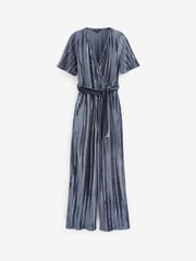 Grey Velvet Plissé Wrap Jumpsuit - Image 5 of 5