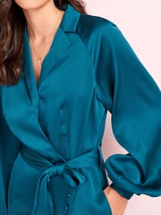 Green Long Sleeve Satin Midi Dress - Image 3 of 4