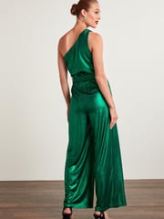Green Next Tailored Metallic One Shoulder Jumpsuit - Image 2 of 5