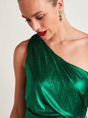 Green Next Tailored Metallic One Shoulder Jumpsuit - Image 4 of 5