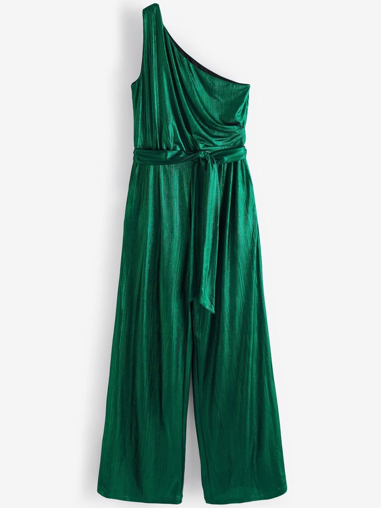 Green Next Tailored Metallic One Shoulder Jumpsuit - Image 5 of 5