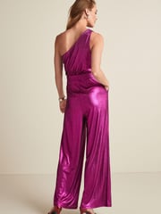 Pink Next Tailored Metallic One Shoulder Jumpsuit - Image 2 of 4