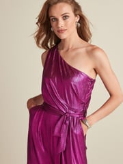 Pink Next Tailored Metallic One Shoulder Jumpsuit - Image 3 of 4
