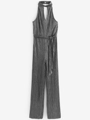 Silver Plissé Halter Jumpsuit - Image 5 of 5
