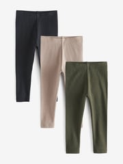 Khaki/Stone Leggings 3 Pack (3mths-7yrs) - Image 1 of 2