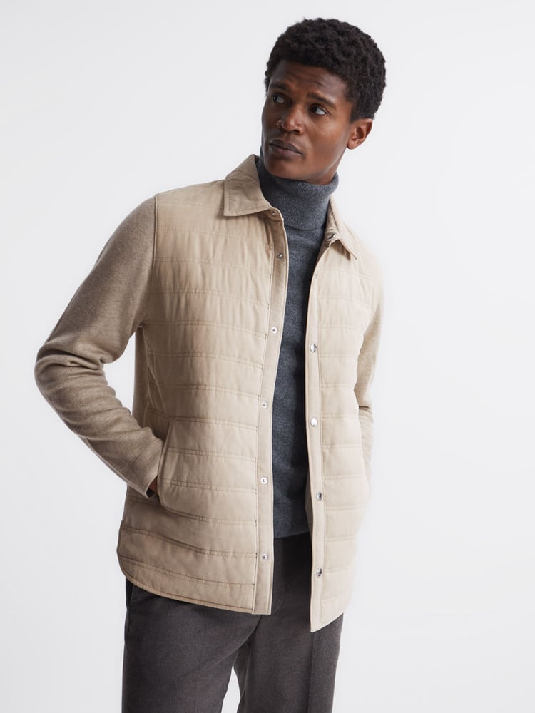 Reiss Wandsworth Gesteppte Hybrid-Jacke aus Alcantra - Bild 1 von 7 Reiss Wandsworth Gesteppte Hybrid-Jacke aus Alcantra - Bild 1 von 7