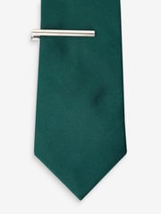 Black/Forest Green Twill Ties With Tie Clip 2 Pack - Image 4 of 5